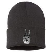 Cool Checkered For Wo Checker Pattern Checkerboard Sustainable Knit Beanie