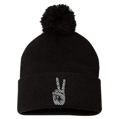 Cool Checkered For Wo Checker Pattern Checkerboard Pom Pom 12in Knit Beanie