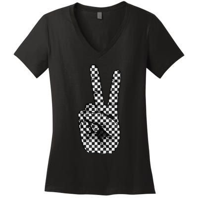 Cool Checkered For Wo Checker Pattern Checkerboard Women's V-Neck T-Shirt
