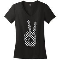 Cool Checkered For Wo Checker Pattern Checkerboard Women's V-Neck T-Shirt