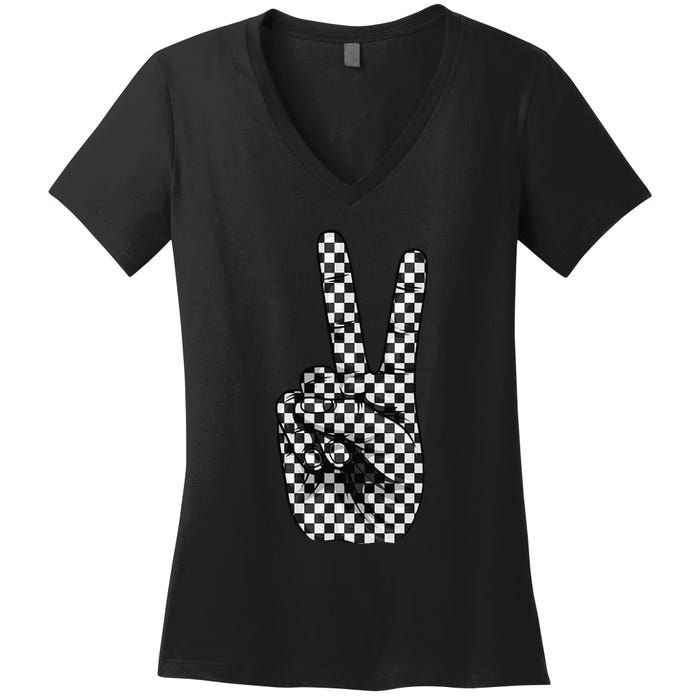 Cool Checkered For Wo Checker Pattern Checkerboard Women's V-Neck T-Shirt