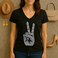 Cool Checkered For Wo Checker Pattern Checkerboard Women's V-Neck T-Shirt