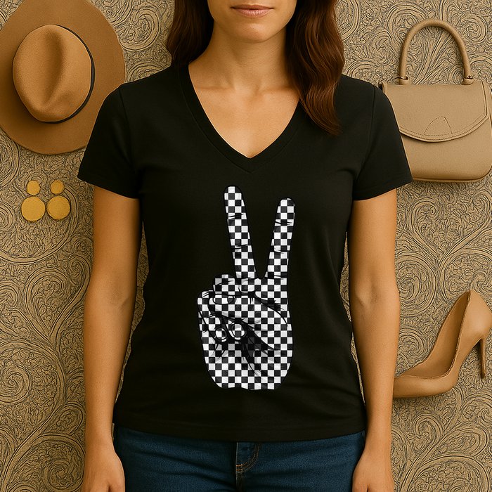 Cool Checkered For Wo Checker Pattern Checkerboard Women's V-Neck T-Shirt