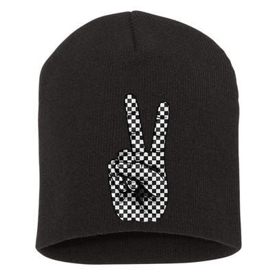 Cool Checkered For Wo Checker Pattern Checkerboard Short Acrylic Beanie