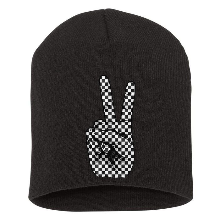Cool Checkered For Wo Checker Pattern Checkerboard Short Acrylic Beanie