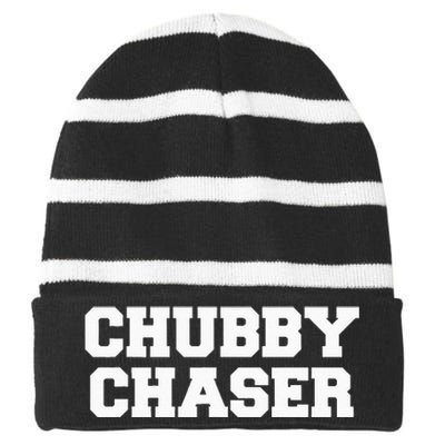 Chubby Chaser Funny Fraternity College Frat Party Greek Striped Beanie with Solid Band