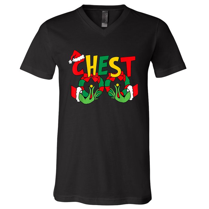 Chestnuts Christmas Family Matching Couples Chest Nuts Xmas V-Neck T-Shirt