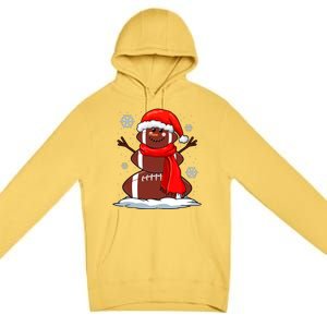 Cool Christmas Football Snowman Sports Fan Premium Pullover Hoodie