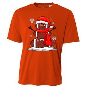 Cool Christmas Football Snowman Sports Fan Cooling Performance Crew T-Shirt