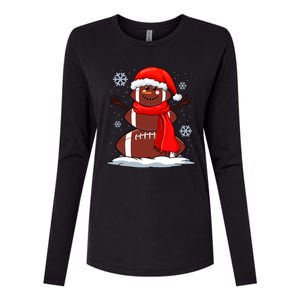 Cool Christmas Football Snowman Sports Fan Womens Cotton Relaxed Long Sleeve T-Shirt