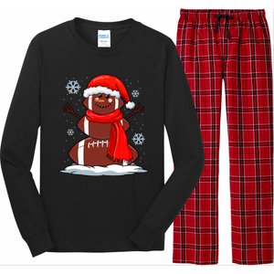 Cool Christmas Football Snowman Sports Fan Long Sleeve Pajama Set