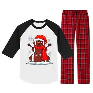 Cool Christmas Football Snowman Sports Fan Raglan Sleeve Pajama Set