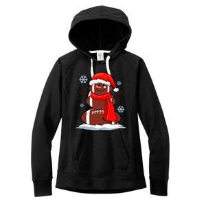 Cool Christmas Football Snowman Sports Fan Women's Fleece Hoodie