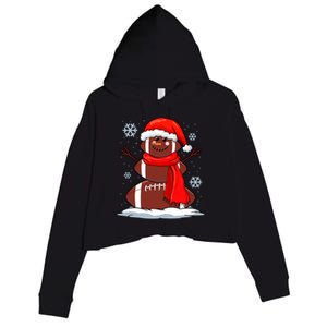 Cool Christmas Football Snowman Sports Fan Crop Fleece Hoodie