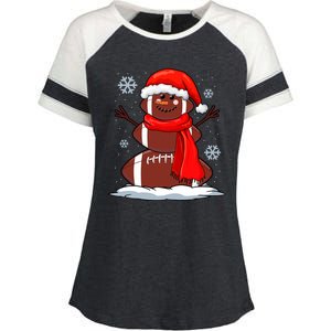 Cool Christmas Football Snowman Sports Fan Enza Ladies Jersey Colorblock Tee