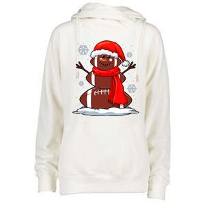 Cool Christmas Football Snowman Sports Fan Womens Funnel Neck Pullover Hood