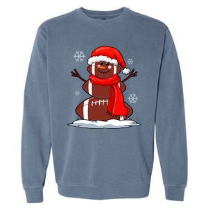 Cool Christmas Football Snowman Sports Fan Garment-Dyed Sweatshirt