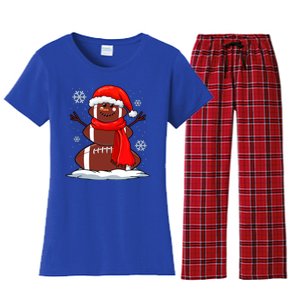 Cool Christmas Football Snowman Sports Fan Women's Flannel Pajama Set