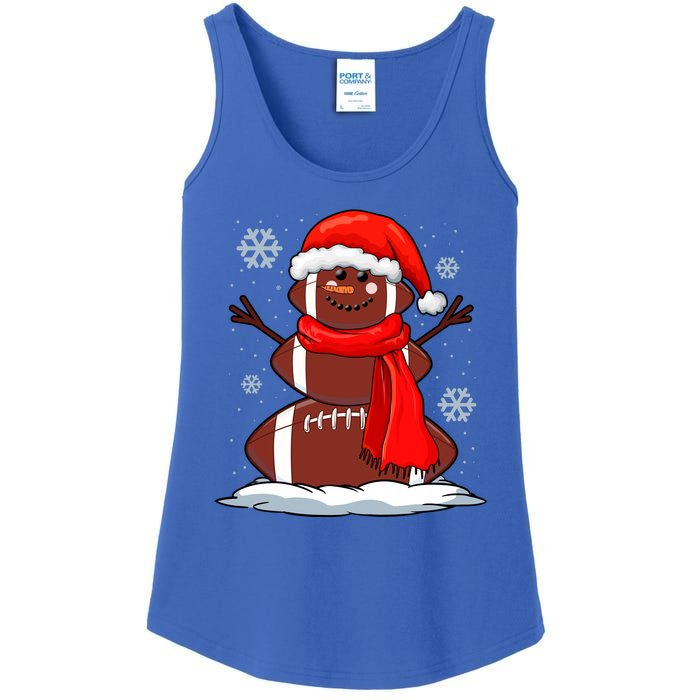 Cool Christmas Football Snowman Sports Fan Ladies Essential Tank