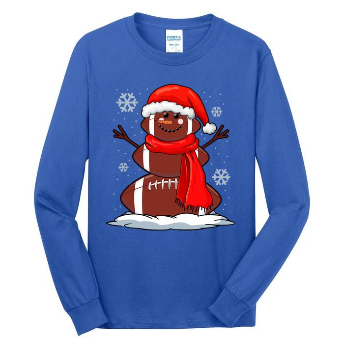 Cool Christmas Football Snowman Sports Fan Tall Long Sleeve T-Shirt