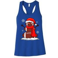 Cool Christmas Football Snowman Sports Fan Women's Racerback Tank