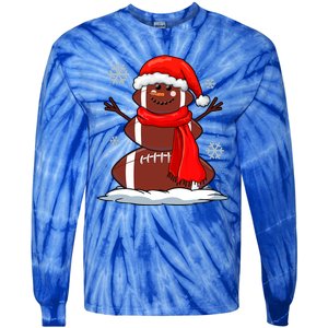 Cool Christmas Football Snowman Sports Fan Tie-Dye Long Sleeve Shirt