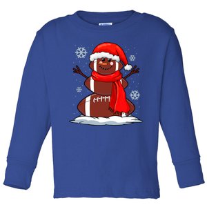 Cool Christmas Football Snowman Sports Fan Toddler Long Sleeve Shirt