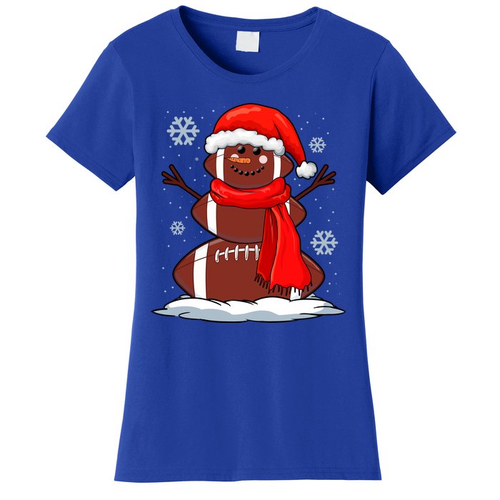 Cool Christmas Football Snowman Sports Fan Women's T-Shirt