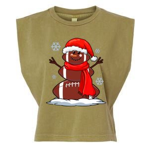 Cool Christmas Football Snowman Sports Fan Garment-Dyed Women's Muscle Tee