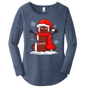 Cool Christmas Football Snowman Sports Fan Women's Perfect Tri Tunic Long Sleeve Shirt