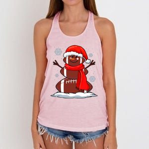 Cool Christmas Football Snowman Sports Fan Women's Knotted Racerback Tank