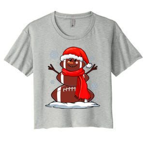 Cool Christmas Football Snowman Sports Fan Women's Crop Top Tee