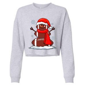 Cool Christmas Football Snowman Sports Fan Cropped Pullover Crew