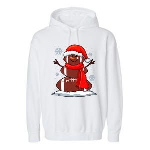 Cool Christmas Football Snowman Sports Fan Garment-Dyed Fleece Hoodie