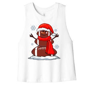 Cool Christmas Football Snowman Sports Fan Women's Racerback Cropped Tank