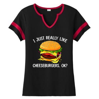 Cool Cheeseburger For Women Cheese Burger Lovers Ladies Halftime Notch Neck Tee