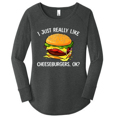 Cool Cheeseburger For Women Cheese Burger Lovers Women's Perfect Tri Tunic Long Sleeve Shirt