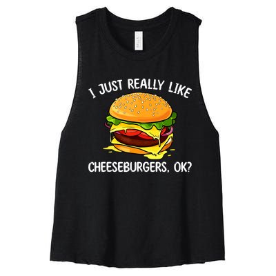 Cool Cheeseburger For Women Cheese Burger Lovers Women's Racerback Cropped Tank