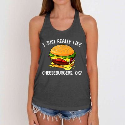 Cool Cheeseburger For Women Cheese Burger Lovers Women's Knotted Racerback Tank