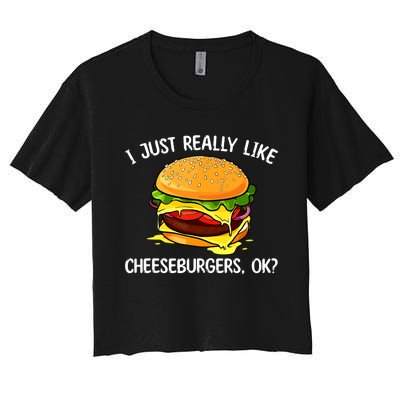 Cool Cheeseburger For Women Cheese Burger Lovers Women's Crop Top Tee