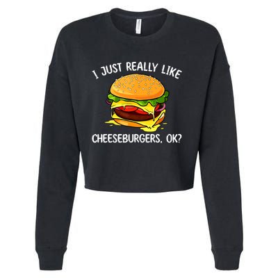 Cool Cheeseburger For Women Cheese Burger Lovers Cropped Pullover Crew