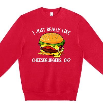 Cool Cheeseburger For Women Cheese Burger Lovers Premium Crewneck Sweatshirt