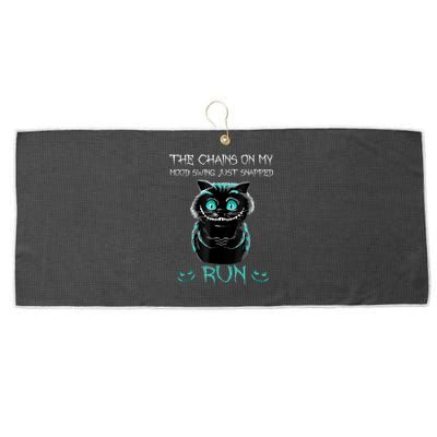 Creepy Cat Funny The Chains On My Mood Swing Just Snapped Large Microfiber Waffle Golf Towel