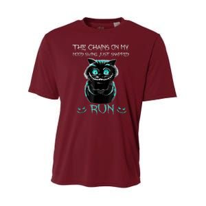 Creepy Cat Funny The Chains On My Mood Swing Just Snapped Youth Performance Sprint T-Shirt