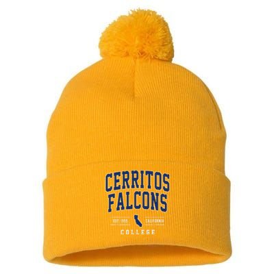 Cerritos College F.A.C.O.N.S Arch Pom Pom 12in Knit Beanie