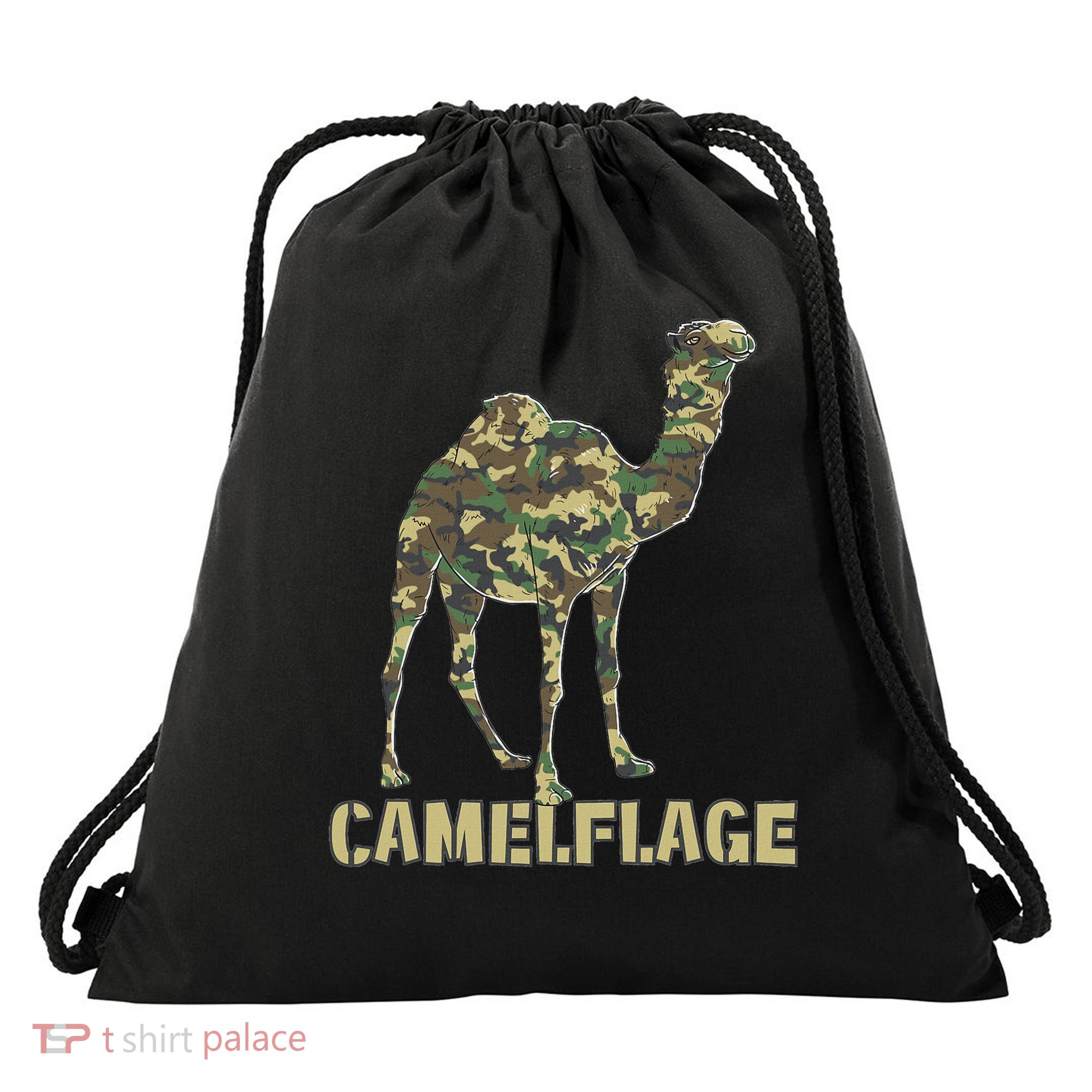 Camouflage Camelflage Funny Pun Drawstring Bag