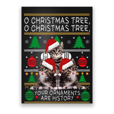 Cats Christmas Funny Ornaments Pajama Family Gift Poster