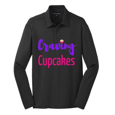 Craving Cupcakes Fun Working Out Gym Diet Lifestyle Desert Great Gift Silk Touch Performance Long Sleeve Polo