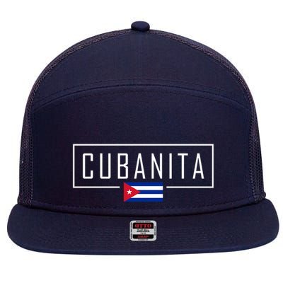 Cubanita Cuban Flag Logo 7 Panel Mesh Trucker Snapback Hat