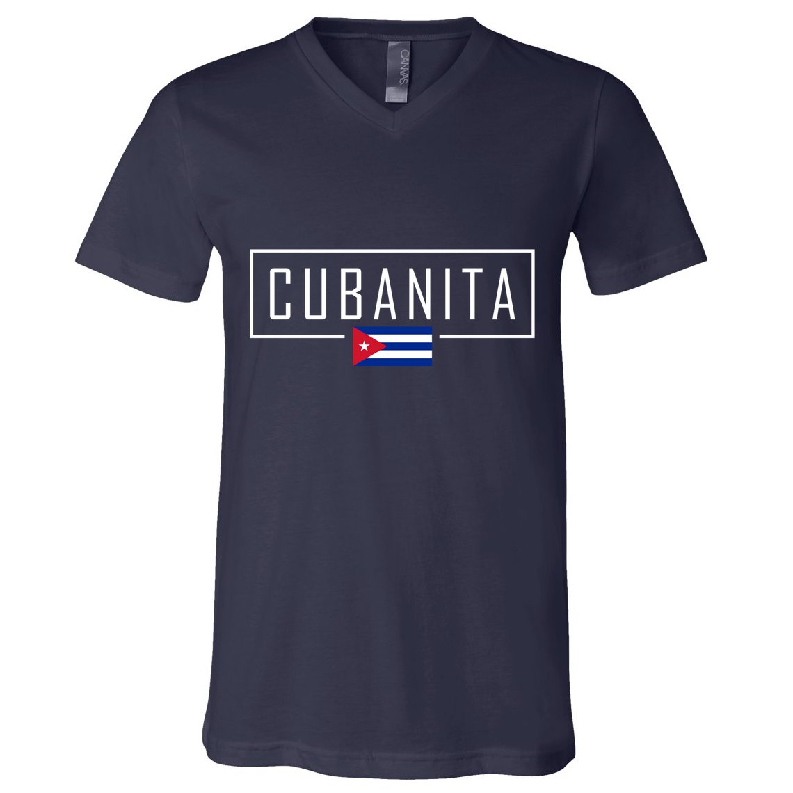 Cubanita Cuban Flag Logo V-Neck T-Shirt